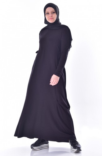 Bağcık Detaylı Elbise 1431-01 Siyah 1431-01