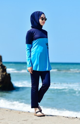 Türkis Hijab Badeanzug 1990-02
