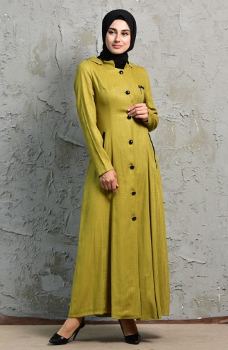 Pardessus a Capuche Col Officier 1082-01 Vert Huile 1082-01