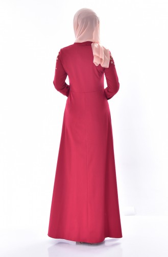 Claret Red Hijab Dress 8141-07