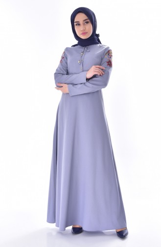 Grau Hijab Kleider 8141-04