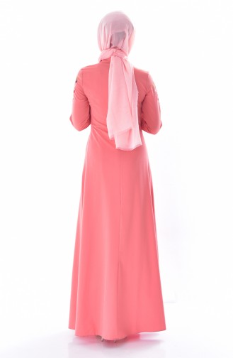 Beige-Rose Hijab Kleider 8141-05