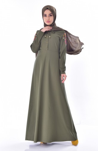 Khaki Hijab Dress 8141-10