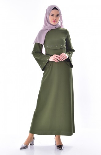 Khaki Hijab Kleider 0874-04