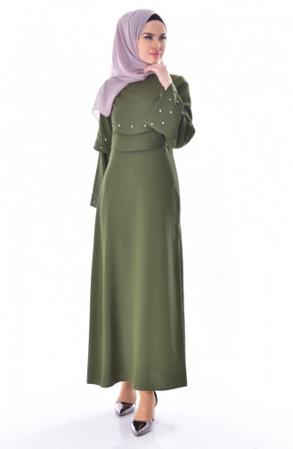Khaki Hijab Kleider 0874-04