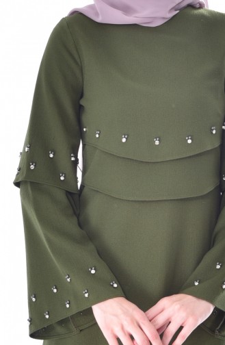 Khaki Hijab Dress 0874-04