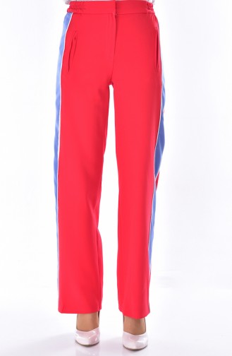 Pocket Detailed Straight Trousers 1616-03 Red 1616-03