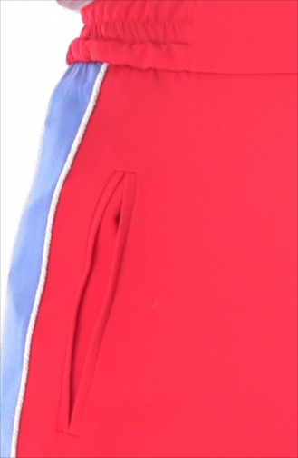 Cep Detaylı Düz Paça Pantolon 1616-03 Kırmızı