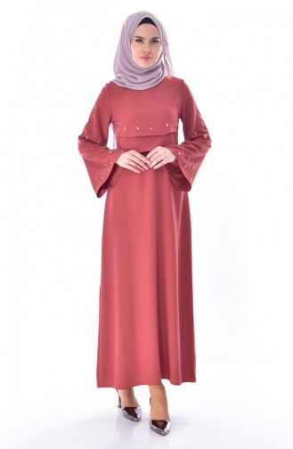 Robe Hijab Rose Pâle Foncé 0874-01