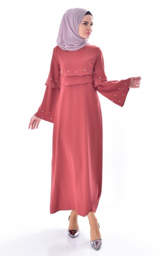 Robe Hijab Rose Pâle Foncé 0874-01