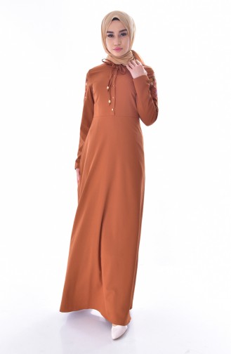 Dunkel-Tabak Hijab Kleider 8141-03
