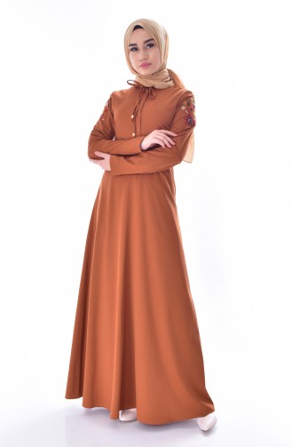 Dunkel-Tabak Hijab Kleider 8141-03
