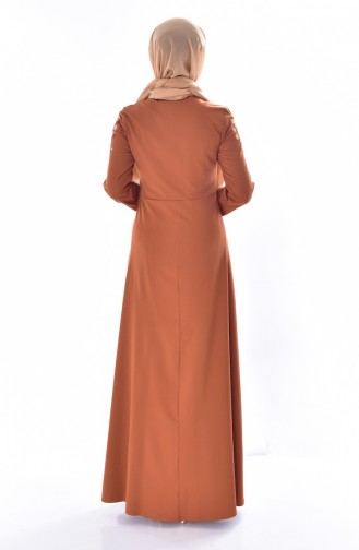 Dark Tan Hijab Dress 8141-03