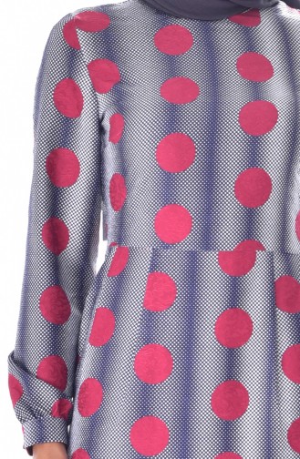 Puantiyeli Pileli Elbise 2025-03 Lacivert Bordo