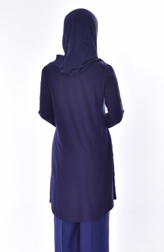 Side Button Tunic 2071-07 Navy Blue 2071-07