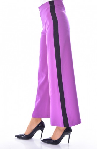 Buttoned Wide leg Trousers 1632-08 Lilac 1632-08