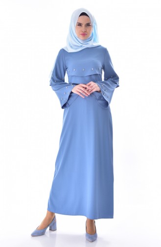 Robe Détail Pierre 0874-03 Bleu 0874-03