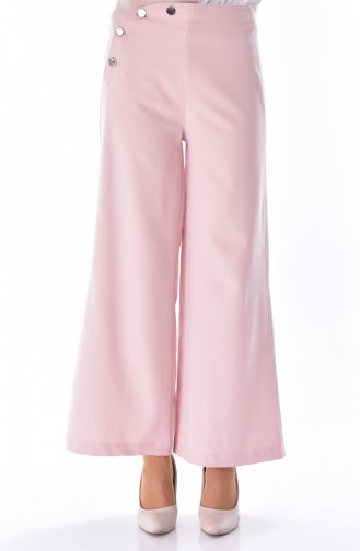Buttoned Wide leg Trousers 1632-03 Powder 1632-03