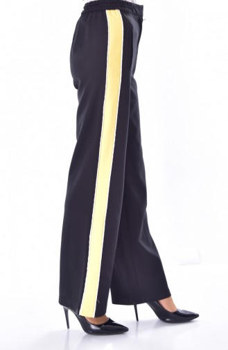 Pocket Detailed Straight Trousers 1616-04 Black yellow 1616-04