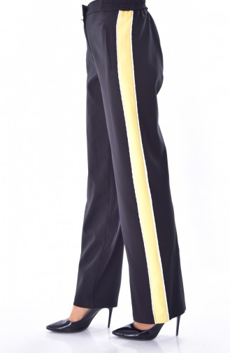 Pocket Detailed Straight Trousers 1616-04 Black yellow 1616-04