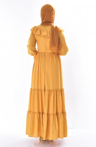 Büzgülü Elbise 81623-05 Sarı