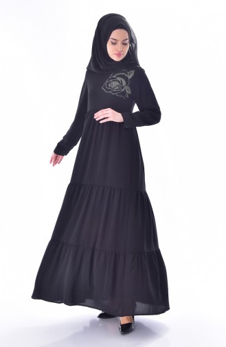 Taşlı Elbise 1945-02 Siyah