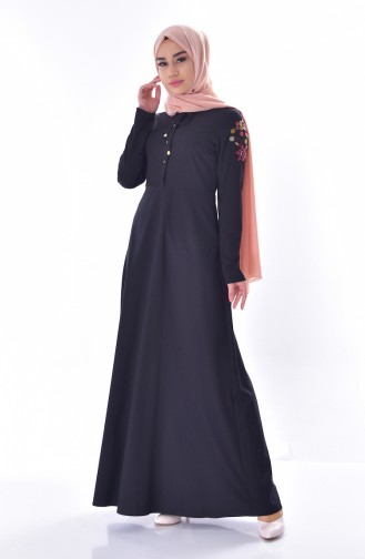 Schwarz Hijab Kleider 8141-09