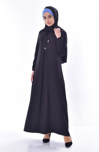 Bağcıklı Elbise 4163-04 Siyah