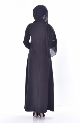 Schwarz Hijab Kleider 4163-04