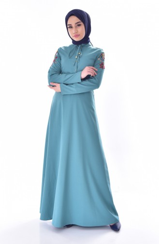 Wassergrün Hijab Kleider 8141-08