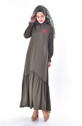 Khaki Hijab Kleider 3952-08