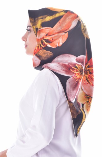 Levidor İpek Eşarp 2058-02 Siyah Krem 02