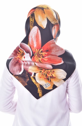 Levidor İpek Eşarp 2058-02 Siyah Krem 02