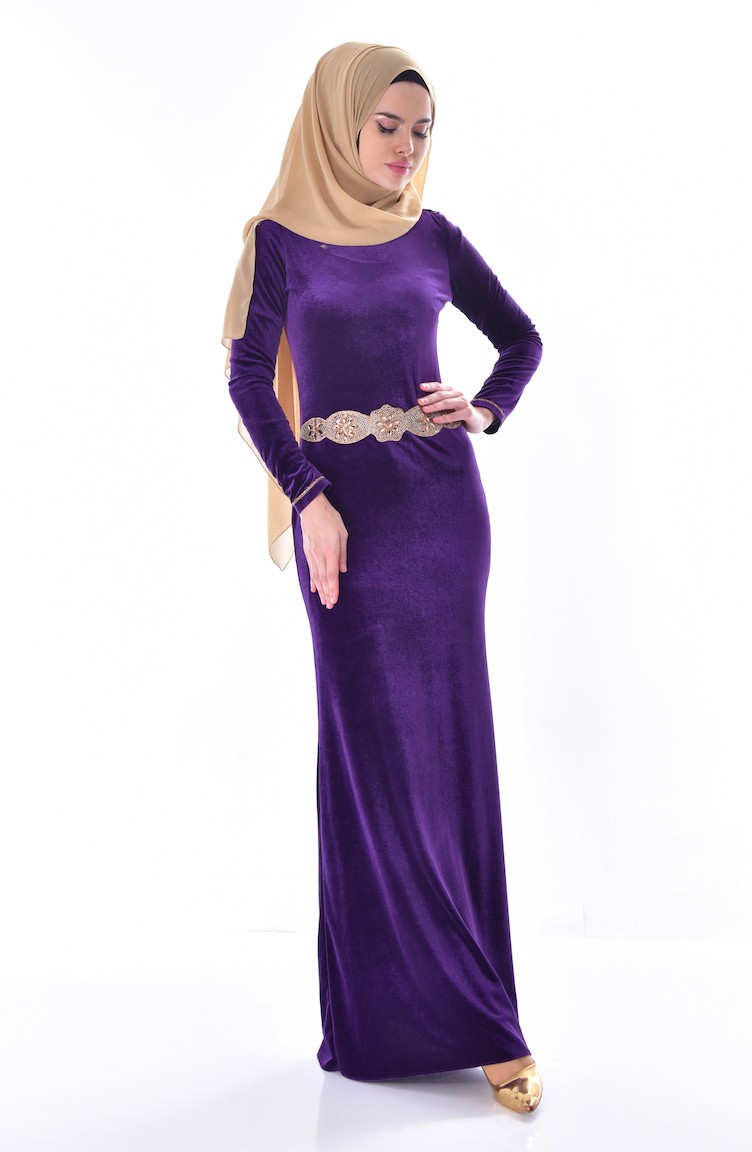 purple velvet dress