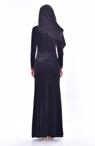 Robe Velours avec Pierre 28208-01 Noir 28208-01