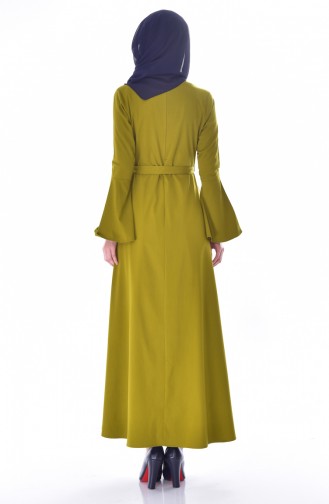 Ölgrün Hijab Kleider 4495-05