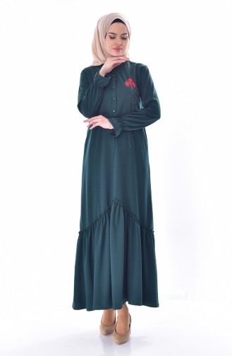 Emerald Green Hijab Dress 3952-04