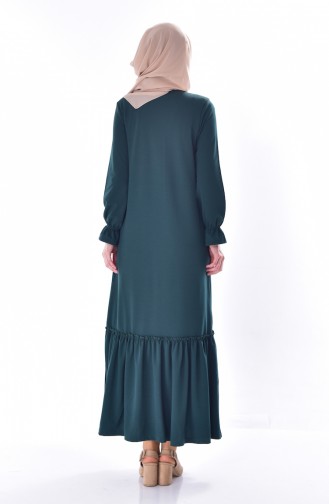 Nakışlı Elbise 3952-04 Zümrüt Yeşili
