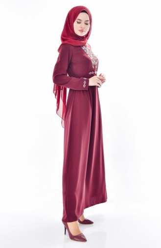 Claret Red Hijab Dress 1930-06