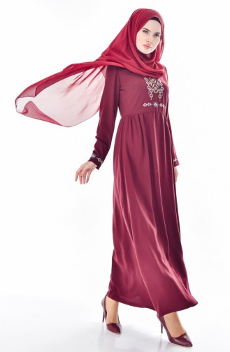 Claret Red Hijab Dress 1930-06