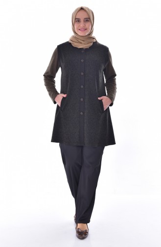 Large Size Buttoned Vest 1508A-01 Khaki 1508A-01
