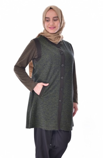 Gilet Avec Poches Grande Taille 1509-04 Khaki 1509-04