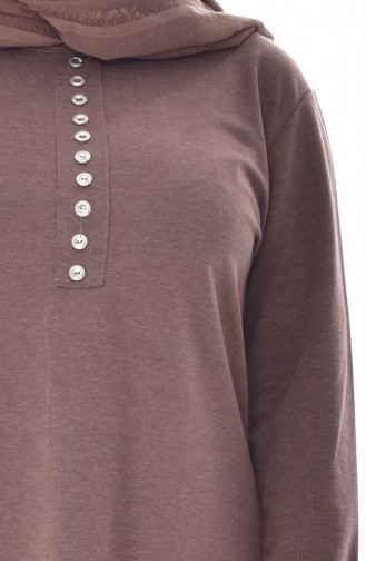 Düğme Detaylı Bluz 2087-04 Kahverengi