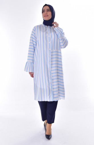 Çizgili Tunik 0010-02 Mavi