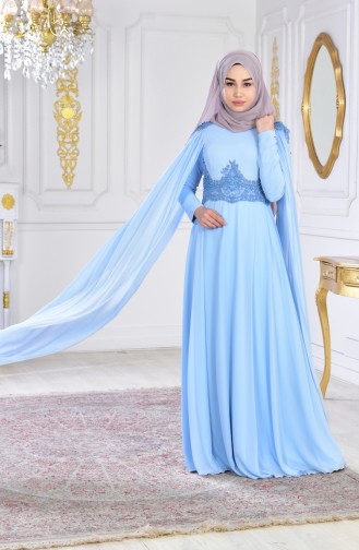 Pearl Evening Dress 0152-01 Baby Blue 0152-01