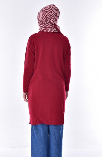 Petek Örgülü Triko Tunik 0624-11 Bordo 0624-11