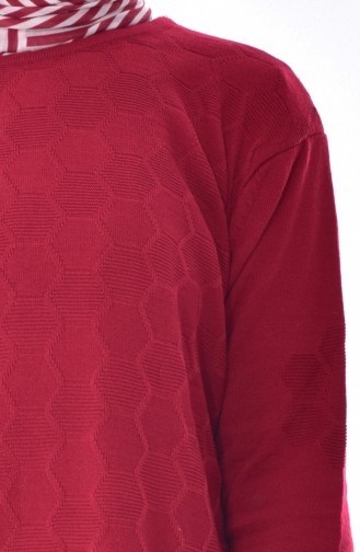 Petek Örgülü Triko Tunik 0624-11 Bordo 0624-11