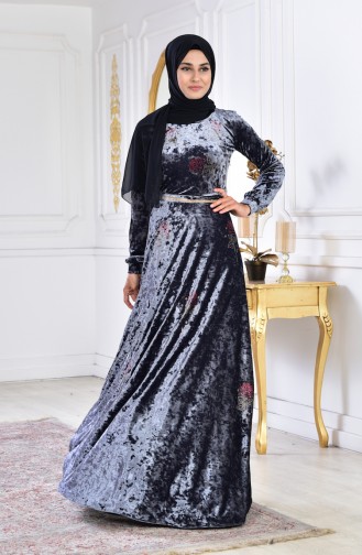 Robe Velours Imprimée de Pierre 28216-02 Gris 28216-02