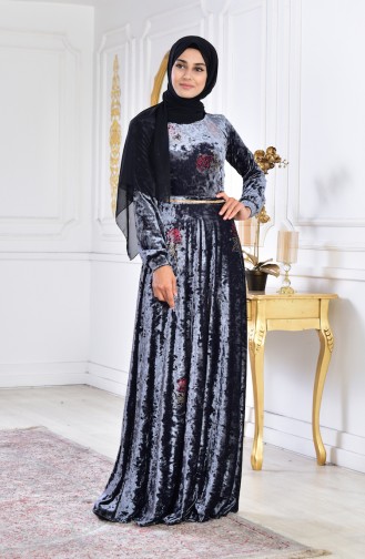 Robe Velours Imprimée de Pierre 28216-02 Gris 28216-02