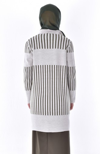 Tricot Striped Cardigan 4727-02 Khaki 4727-02